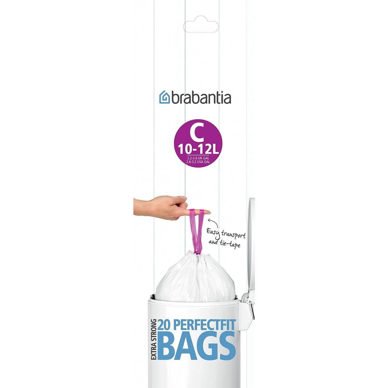 100x WHITE BRABANTIA BIN LINERS TYPE C LINER BAG BAGS 10L - 12L 10 - 12 LITRE