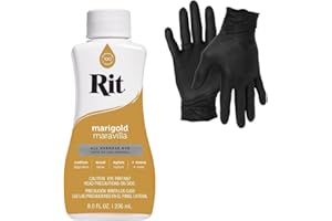 Dye – Rit Liquid Fabric Dye for Crafting, Clothing, and Décor – 8 oz. Bottle – with Artisx Nitrile Gloves Included (Marigold)