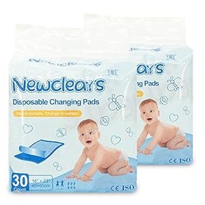 Newclears Baby Disposable Underpads Breathable Incontinence Diaper Changing Pads, 30 Count/Pack (16”x23” – 2pack(60…
