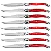 Laguiole By FlyingColors Steak Knife Set, Stainless Steel, Red Handles, 8 Pieces Red.