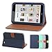 GMYLE Nook HD 7 Case, Wallet Case Classic for Barnes & Noble Nook HD 7 - Navy Blue & Brown Cross Pattern PU Leather Slim Stand Case Cover (with Card Slots and Money Pocket)