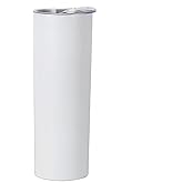 Gteller Double Wall 18/8 Stainless Steel Vacuum slim skinny tumbler with straw and lid, insulated travel mug keeping beverage cold and warm (white, 20oz)