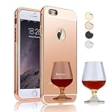iPhone 6 case,iPhone 6S case, KimHee [Hybrid Fashion Cover Mirror] Ultra Thin Detachable Metal Frame Bumper + Clear Acrylic Back Panel- Rose Gold(4.7inch)