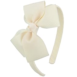 7Rainbows Cute Ivory Bow Headband for Girls