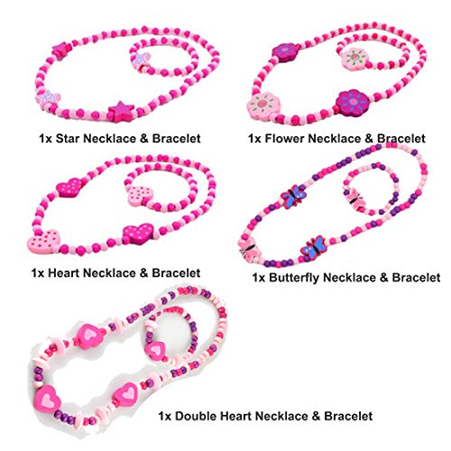 IDOXE Princess Princess Dress Up Necklace Bracelet Elena Pink Jewelry Value Set Toy Playset Party Favor Pretend Play Birthday