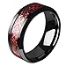 8mm Red Carbon Fiber Black Celtic Dragon Ring For Men Beveled Edges Wedding Band
