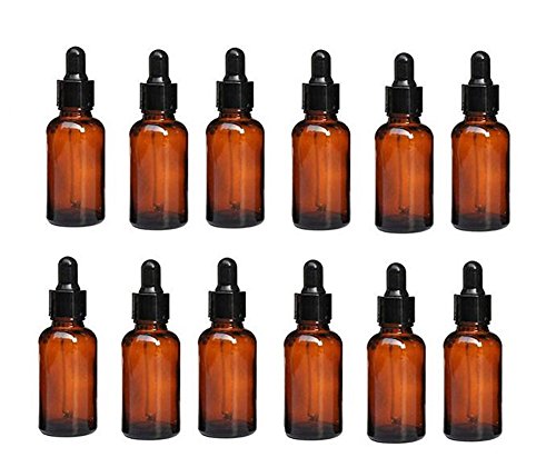 12PCS 20ml 0.67oz Empty Refillable Amber Graduated Glass Essential Oil Bottle Vial Container with Glass Pipette Dropper