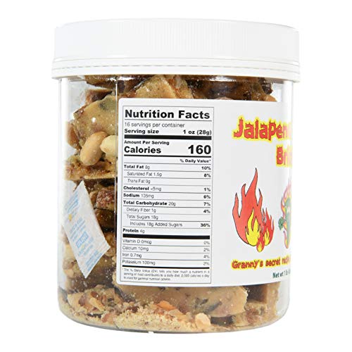 Jalapeno Peanut Brittle. Granny's Famous Recipe With A Little Kick. - One Pound (16 oz) Container