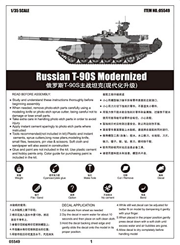 Trumpeter 05549 Russian T-90S Modernized Battle Tank 1/35 Scale Model Kit