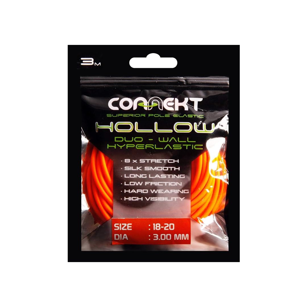 Connekt Hollow Duo-Wall Hyperlastic | Latex Pole Elastic | Perfect For Silvers, Winter F1 Carp, Stock Carp, Small Carp, Paste Fishing & Light Margin, Big Carp and Monster Carp (Orange)