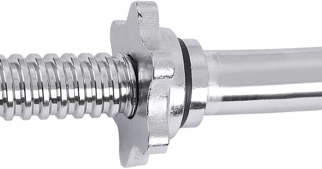 Barbell Bar - 47" Threaded Chrome Barbell Bar, 1 in Barbell Diameter with Ring Collars - Dumbbell Curl Bar wtih Barbell Spring Clip Collars for Home Gym Fitness, Weightlifting, Strength Training : Sports & Outdoors
