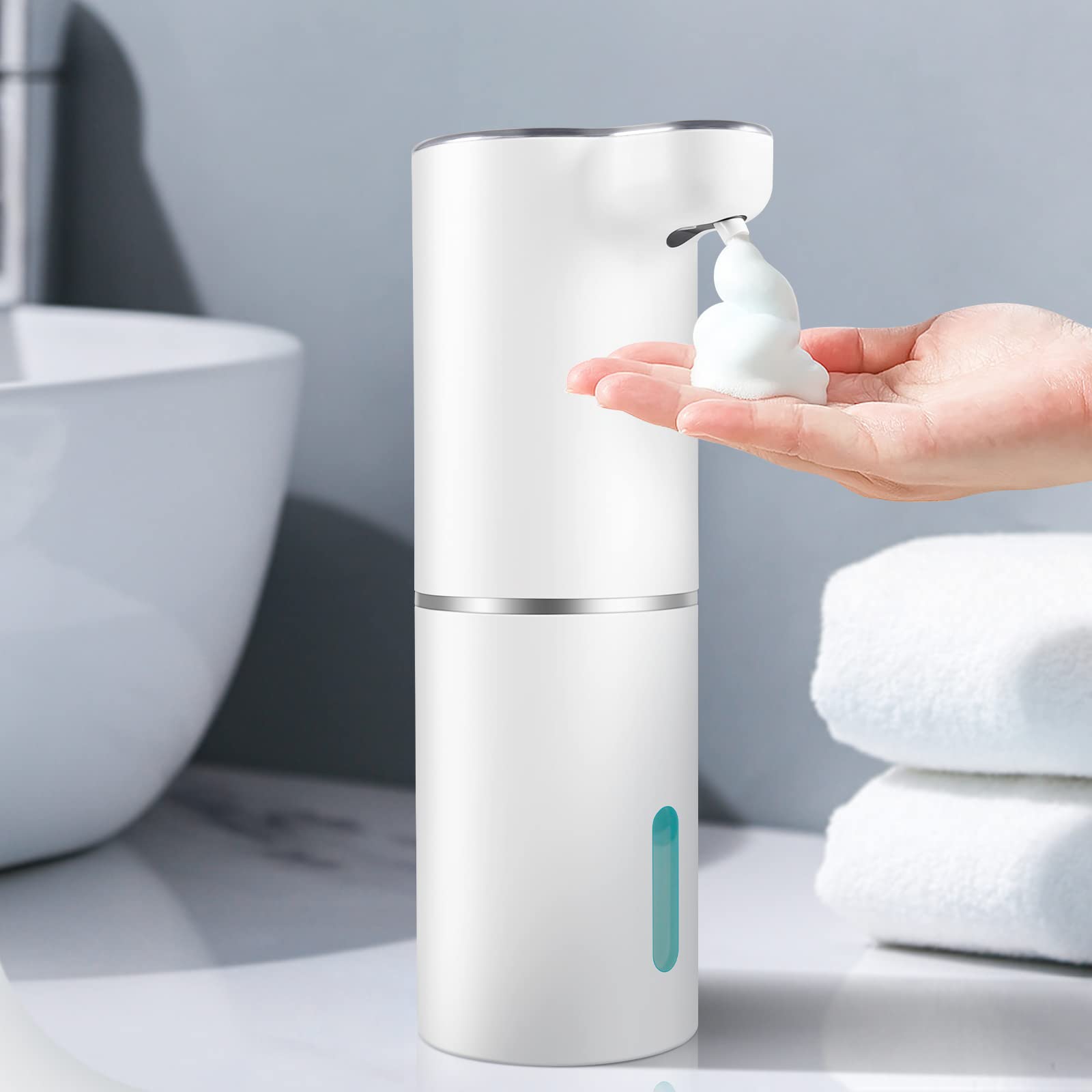 Soap Dispenser Foaming Automatic, Touchless Handfree Kitchen Soap Dispenser, Hand Wash Dispenser USB Rechargeable Dispenser 3 Level Suitable for Hotel Bathroom Kitchen