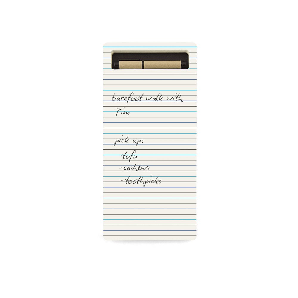 Jotblock Design Notepad with Built-In Pen and Compartment in Black, Colourfully Lined 26 x 12 cm, 60 Sheets