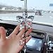 uzoho Beautiful Crystal Flower Car Pendant Lucky Hanging Ornament Car Interior Decoration Car Accessories Home Decor(White)