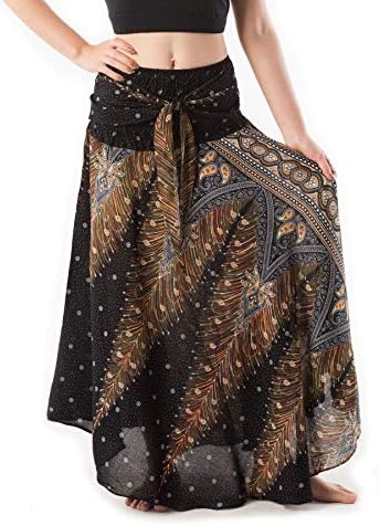 BANJAMATHWomen's Long Maxi Bohemian Style Gypsy Boho Hippie Summer Beach Skirt