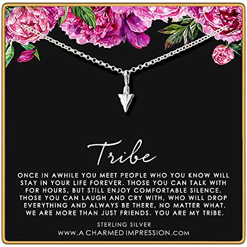 Silver Arrowhead Necklace • Best Friend Tribe Necklace • Soul Sister Gift • Arrowhead Charm • Friendship Jewelry • Silver Arrow
