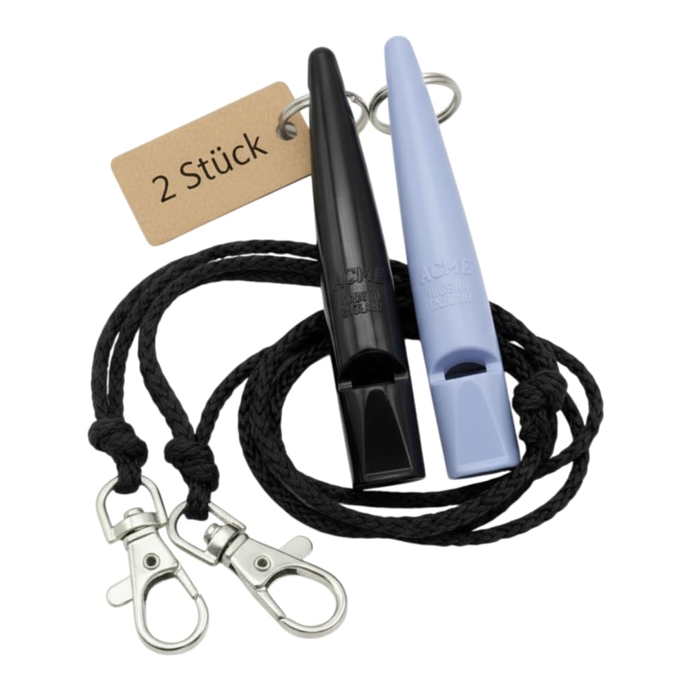 ACME Dog Whistle No. 210.5 with Whistle Band | Double Pack | 2 Whistles Including 2 Bands | Ideal for Recall - Loud and Far-reaching (Black + Purple)