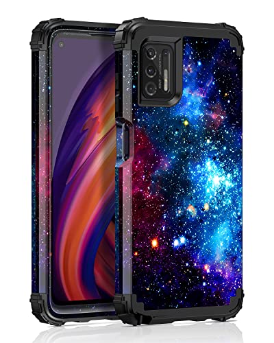 Miqala for Moto G Stylus 2021 Case,Glow in The Dark Three Layer Heavy Duty Shockproof Full Body Protection Hard Plastic Bumper+Soft Silicone Protective Case for Motorola Moto G Stylus 2021,Blue