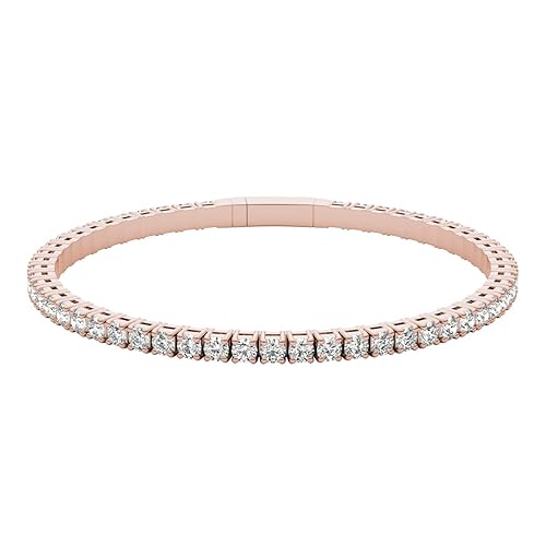 14K Rose Gold Forever One Moissanite Flexible Eternity Bangle - Main Image