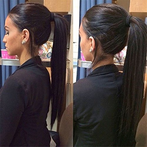 E-forest hair 7A Grade Product Lace Front Wig Virgin 100% Brazilian Remy Human Hair Silky Straight 14 inch Natural Black 130 Density Baby Hair & Bleached Knots HBm-05