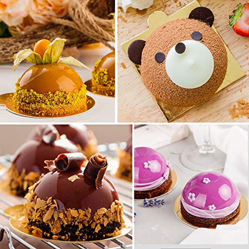 3 Pack 6 Holes Semi Sphere Chocolate Molds, BPA Free Silicone Baking Mold for Making Hot Chocolate Bombs, Cake, Jelly, Dome Mousse（Brick red）