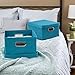 Household Essentials Fabric Storage Boxes with Lids and Handles, Aqua