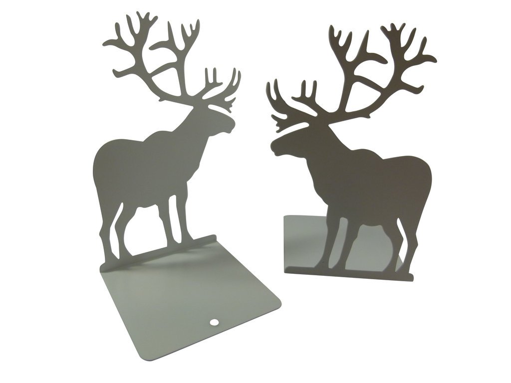 A Pair of Metal Sheet Reindeer Bookends Book Stand - White
