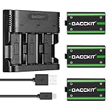 DACCKIT 2500mAh Rechargeable Batteries(3-Pack) with 3-Channel Charger Compatible with Xbox One X, Xbox One S, Xbox One Elite Wireless Controller