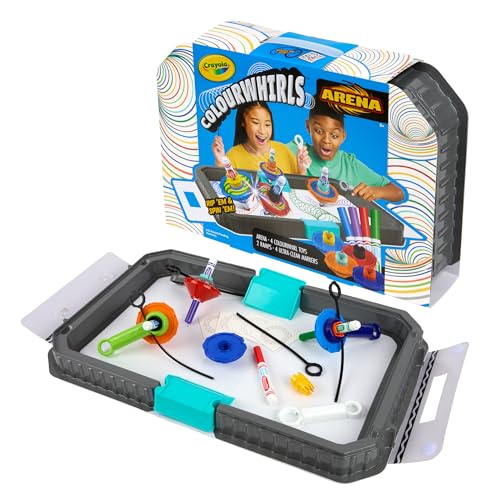 Crayola Colourwhirls Battle Arena Art Game, DIY Gyro Spin Art Toy with 4 Spinni…