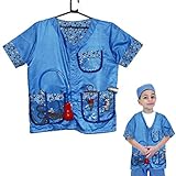 Pretend Play Kids Veterinarian Costume Dress-Up Set - Physician Accessories Included.