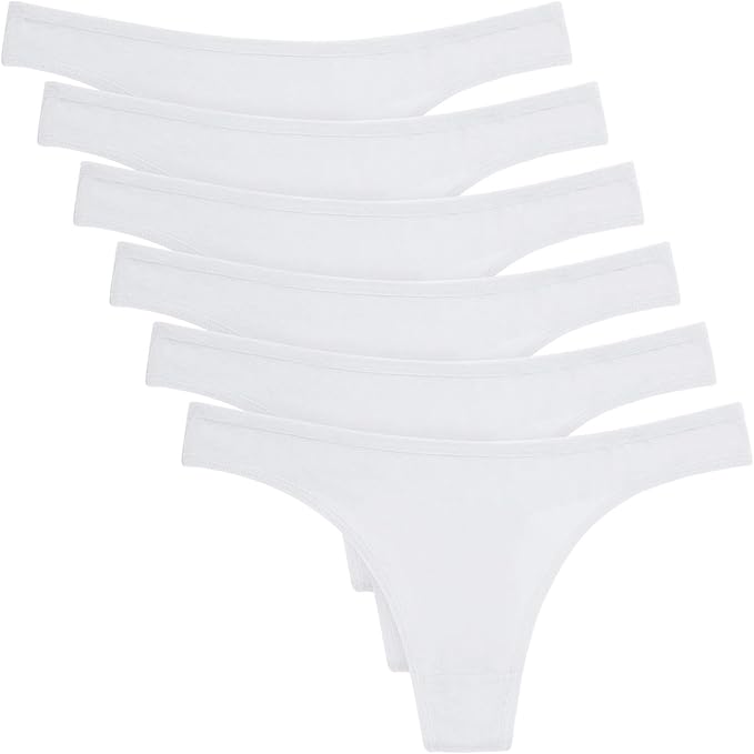 ANZERMIX Women's Breathable Cotton Thong Panties Pack of 6 (6Pack White, XLarge) Amazon.co.uk
