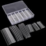 Accessbuy White Clear Heat Shrink Tubing Tube Cable Wrab Sleeve Kit with Storage Case