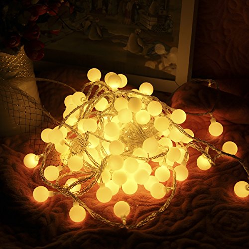 Warm White Outdoor Globe String Light UL Listed 34 Ft 100 LEDs IP44 Water Resistance LED Christmas Lights With Remote Control Indoor Decorative Ball Light For Party Living Room Bedroom Patio Garden