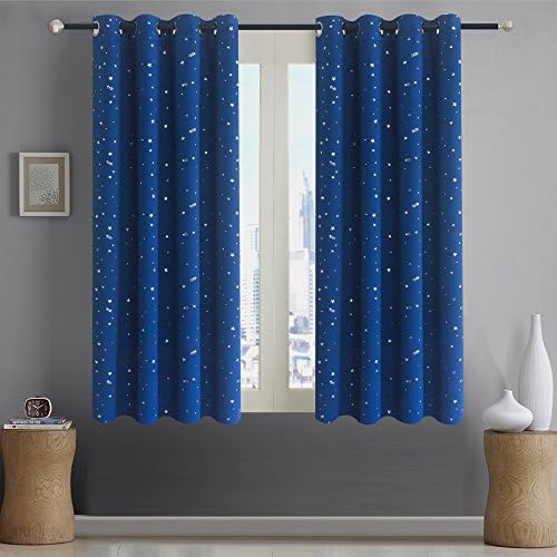 Alice Brown Romantic Starry Sky Creative Blackout Window Curtains for Kids Room/girls room/boys room Space Inspired Night Sky Twinkle Star Kid's Room Draperies by W52 x L63-Inch 1 Panel Navy Blue