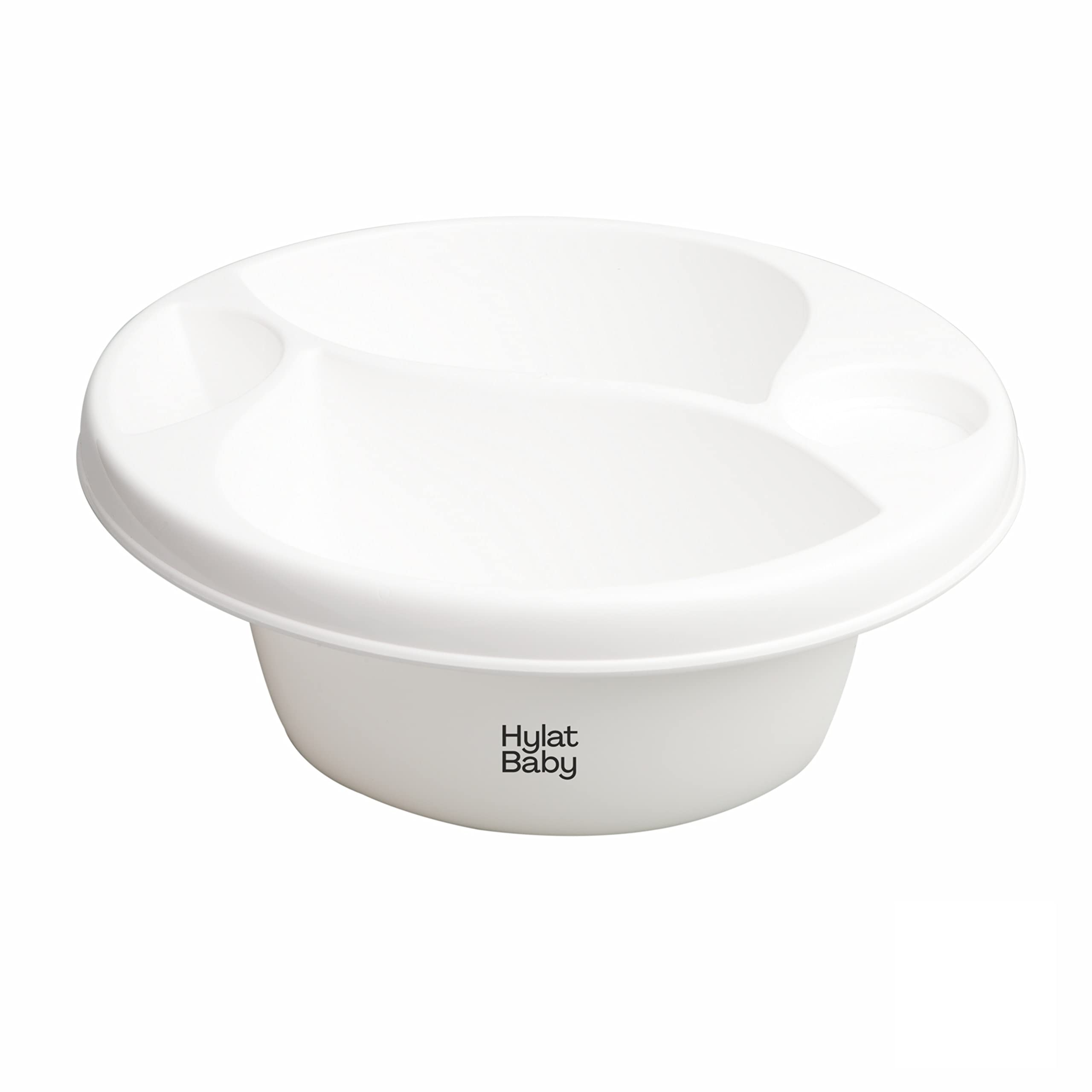 Hylat Baby Baby Wash Bowl for Changing Table, 3 Compartments, for Easy Baby Washing from 0 Months, White, Oval