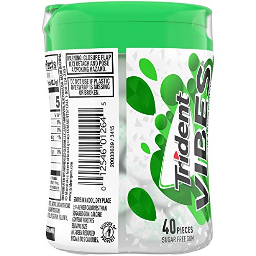 TRIDENT VIBES SUGAR FREE GUM, SPEARMINT RUSH FLAVOR, 1 GO-CUP (40 PIECES TOTAL)