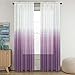 Turquoize Semi Sheer Plum Curtains for Bedroom Casual Weave Textured Privacy Linen Blended Window Curtains Drapes for Living Room 84 Inches Long Window Treatments 2 Panels, Two Tone Plum Ombre