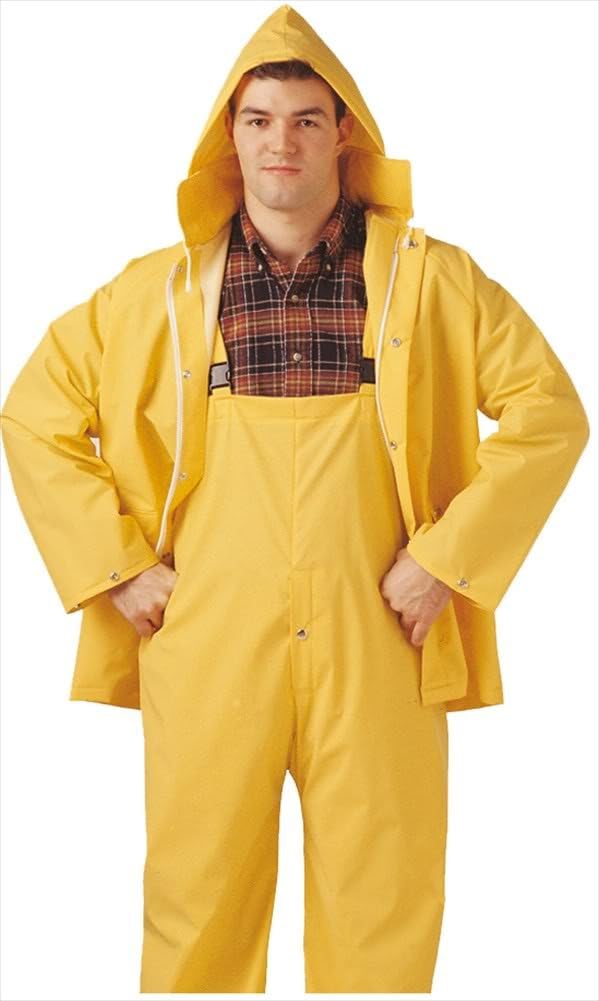 Tingley Comfort-Tuff Suit - Yellow - 2 Pc - Jacket - Storm Fly Front - Attached Hood - Fly Front Overalls - Retail Packed: Industrial & Scientific