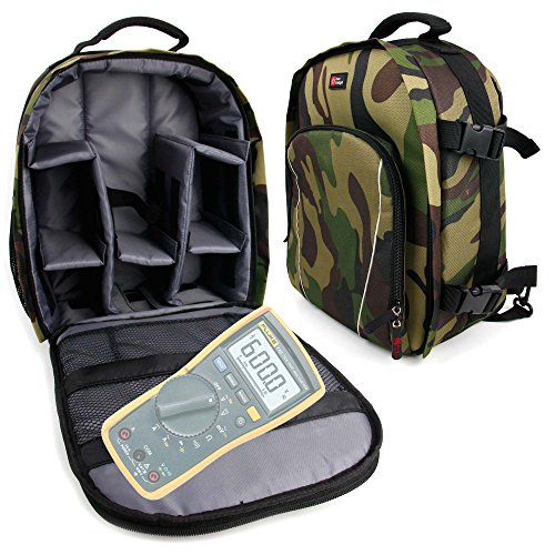 Camouflage Rucksack With Interior & Rain Cover for Fluke 115 Compact True-RMS Digital Multimeter,Fluke 116 HVAC Multimeter and Fluke 117 Electricians True RMS Multimeter-by DURAGADGET - Thumbnail 6