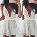 GONKOMA Summer Women Deep V Neck Bodycon Backless Cross Lace Short Mini Dress (S, White)