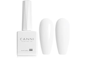 CANNI White Gel Nail Polish, 1Pcs Pure White Gel Polish Color High Gloss Soak Off U V Nail Manicure Salon DIY