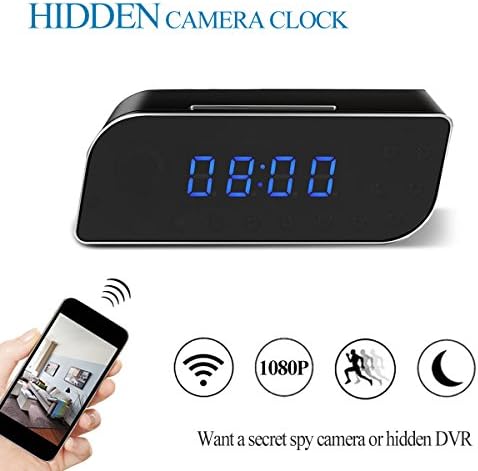 KAMRE WIFI Hidden Spy Camera Alarm Clock, HD 1080P Wireless Mini Video Recorder with Motion Detection and Night Vision, Nanny Cam for Home Security Surveillance, Support IOS/Android/Windows