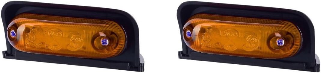 2 x 3 SMD LED Orange Roof Side Marker Light 12V 24V E-marked Car Truck Lorry Trailer Camper Caravan Van Position Lamp Set Amber Cab Top Universal