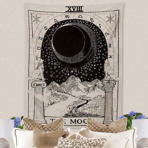 INTDORM-Tarot-Moon-Tapestry-Wall-hanging-Zodiac-Tapestry-Astrology-Tapestry-Meditation-Tapestry-Medieval-Tarot-Decor-Wall-Tapestry-For-Bedroom-Dorm-Room-The-Moon-B-150x200cm