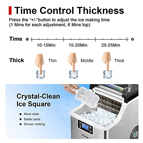 COSTWAY Countertop Ice Maker, 40LBS/24H Portable Compact Ice Machine
