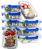 [10 SETS VALUE PACK] Two Compartment Glass Meal Prep Containers – Glass Food Storage Containers with Lids Meal Prep – LIFETIME Lids - Lunch Containers Portion Control Containers - BPA Free Containers