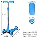 GEI Outon Kick Scooter For Kids 3 Wheel Lean To Steer Adjustable Height PU 4 LED Flasing Wheels Blue