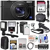 Sony Cyber-Shot DSC-RX100 VI 4K Wi-Fi Digital Camera with 64GB Card + Battery &amp; Charger + Cases + Flash + LED + Grip &amp; Tripod + Strap + Kit