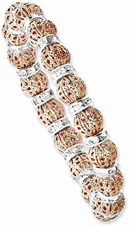 Best Birthday Gift Copper-tone &amp; Silver-tone Clear Epoxy Stones Stretch Bracelet