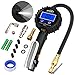 Manfiter Digital Tire Inflator with Pressure Gauge, 235 PSI Air Chuck and Compressor Accessories Heavy Duty with Rubber Hose and Quick Connect Coupler for 0.1 Display Resolution, Black